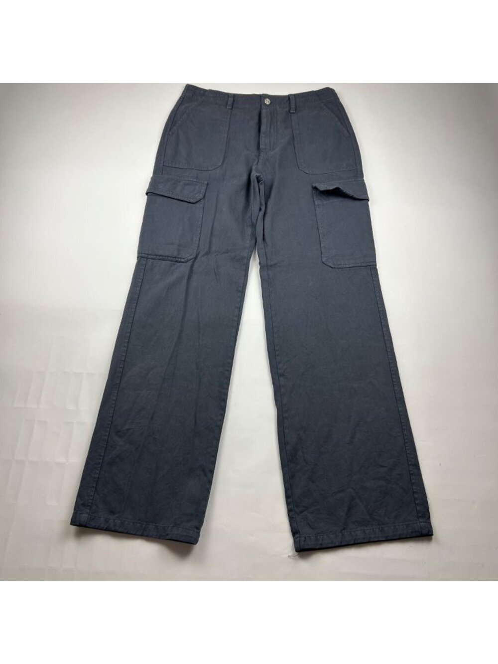 LONG Zara Charcoal Canvas Wide Leg Cargo Pant 8